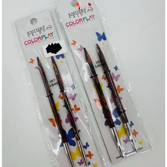 2 Knitter's Pride ColorPlay Interchangeable Birch Circular Knitting Needles Lot - Picture 1 of 8